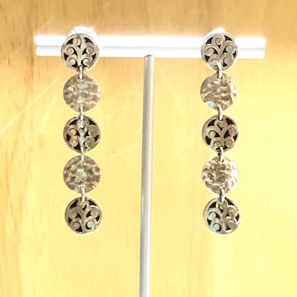 LOIS HILL Drop Dangle Sterling Silver Discs w/ Oxidized Accent & Cut Out Design - Picture 4 of 14